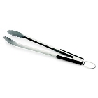Locking mechanism keeps the tongs closed when not in use.